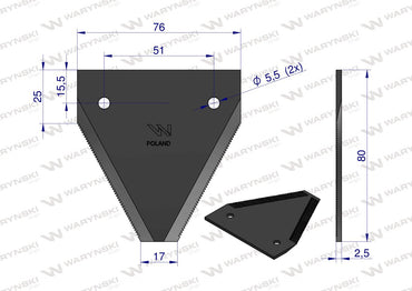 Nóż, nożyk listwy nożowej Bizon 506000001 ząbkowanie od spodu op. 20szt.