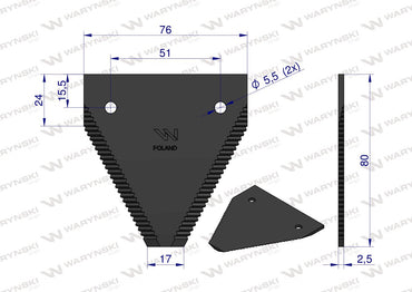 Nóż, nożyk listwy nożowej Bizon 506000001 ząbkowanie na wierzchu op. 20szt.