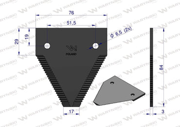 Nóż, nożyk górno nacinany zastosowanie 611203.1 Claas