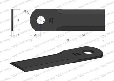 Nóż obrotowy rozdrabniacz słomy sieczkarnia BIZON SUPER Płock Wągrowiec zastosowanie R5 5110700010 fi-20 op. 25szt.