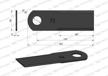 Nóż obrotowy rozdrabniacz słomy sieczkarnia Bizon DYMINY/ŻUKOWO fi-22 op. 25szt.